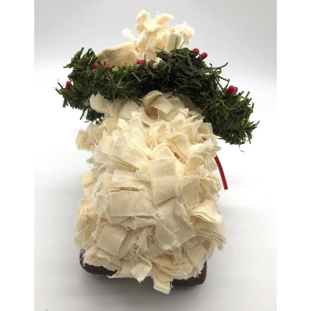 Stuffed Rag Cotton Sheep Lamb Figure Plus Christmas Decor New! + 3 Sheep Friends